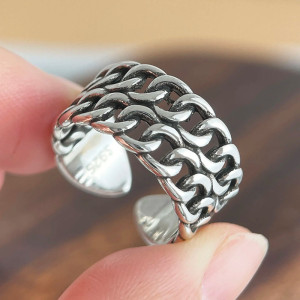 Avant Bague Chaîne Tressée en Argent 925 « Maille Indomptable »