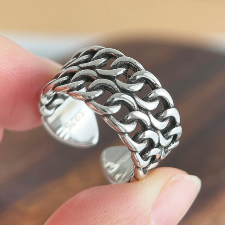 Avant Bague Chaîne Tressée en Argent 925 « Maille Indomptable »