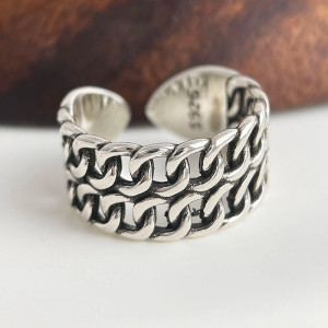 Bague Chaîne Tressée en Argent 925 « Maille Indomptable »