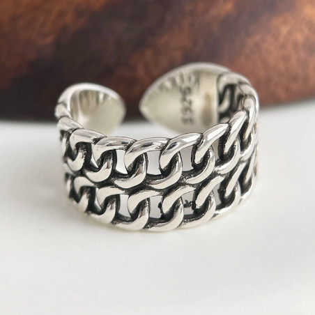 Bague Chaîne Tressée en Argent 925 « Maille Indomptable »