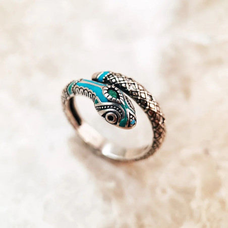 Avant Bague Serpent "Étreinte Obsidienne" - argent 925