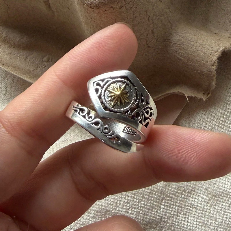 Bague Rock Étoiles Sauvages "Trinité d’Argent" Modele 2
