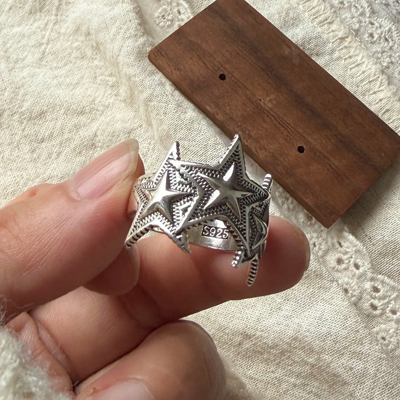 Bague Rock Étoiles Sauvages "Trinité d’Argent" Modele 1