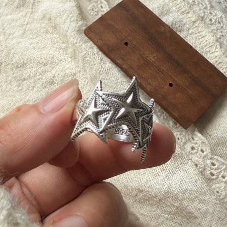 Bague Rock Étoiles Sauvages "Trinité d’Argent" Modele 1