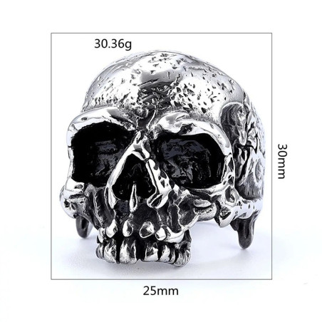 Dimensions Bague Tête de Mort Crâne Décoratif « Gardien du Silence Brut »