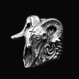 Bague Tête de Mort Baphomet "Sceau du Bouc Profané"