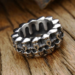 Bague Tête de Mort "Couronne des Crânes"