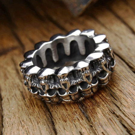 Bague Tête de Mort "Couronne des Crânes"