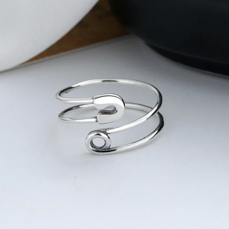 Magnifique Bague Punk Rock Argent 925 - Étreinte de l’Épingle Rebelle