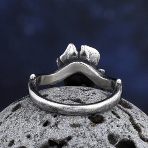 Vue Arrière Bague Rock "Rose d’Acier Noire"