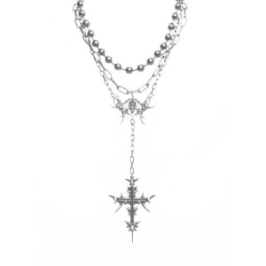 Collier Tête de Mort - Croix Profane aux Chaînes Sacrées