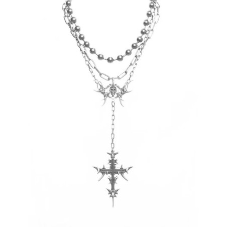 Collier Tête de Mort - Croix Profane aux Chaînes Sacrées