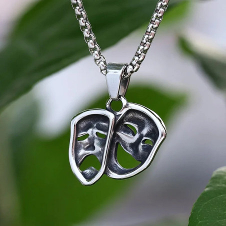 Collier Tock Goth "Masques Tragiques du Destin"