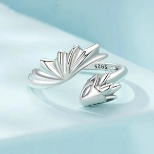 Avant Bague Dragon "Étreinte des Ailes Silencieuses Bébé Dragon" - Argent 925