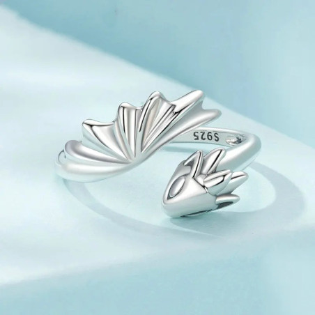Avant Bague Dragon "Étreinte des Ailes Silencieuses Bébé Dragon" - Argent 925