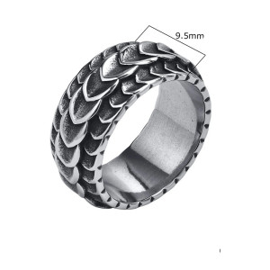 Dimensions Bague Viking “Peau du Dragon Nordique” - Acier Inoxydable