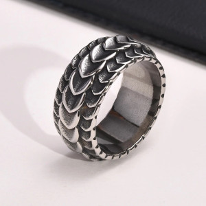 Bague Viking “Peau du Dragon Nordique” - Acier Inoxydable