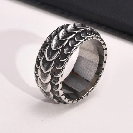 Bague Viking “Peau du Dragon Nordique” - Acier Inoxydable