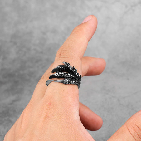 Vue Portée Bague Viking “Griffes de l’Abîme” - Argent 925