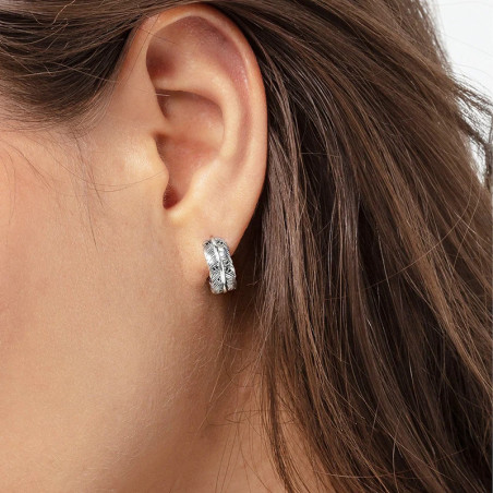 Vue Portée Boucles d'Oreilles Gothiques "Plume Fallen Angel” - Argent 925