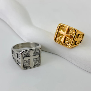 Bague Rock Croix "Bouclier Divin"