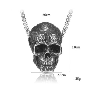 Dimensions Collier Tête de Mort Rock  "Crâne Gravé des Ombres"