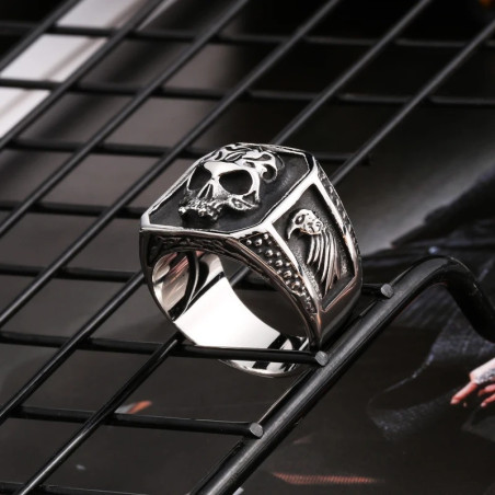 Bague Tête de Mort Rock - Serment du Crâne Profané