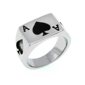 Vue générale Bague Rock As de Pique (Ace of Spades) - “As Noir du Destin”