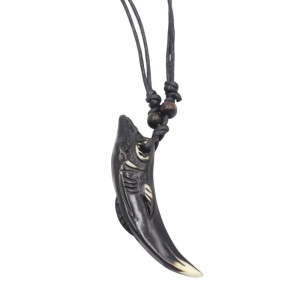 Collier Tribal "Dent du Requin Ancestral" Couleur Noir