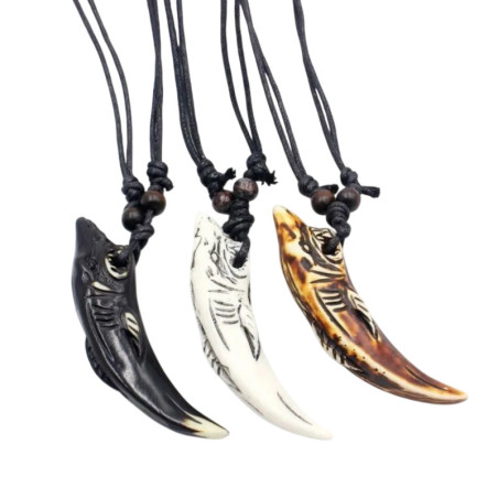 Collier Tribal "Dent du Requin Ancestral" - 3 couleurs au choix !