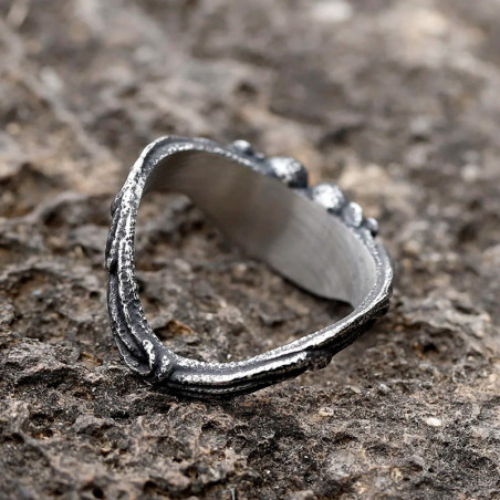Vue Arrière Bague Tête de Mort Gothique "Murmure des Crânes"