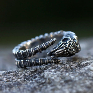 Avant Bague Tête de Mort Gothique - Crâne de Bélier des Rituels Anciens