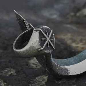 Vue Arrière Bague Rock Goth - Sceau de l’Étoile Profane