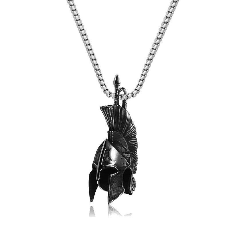 Collier Goth Rock Vintage "Casque des Ombres de Sparte"