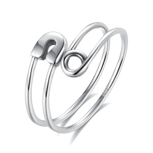 Bague Punk Rock Argent 925 - Étreinte de l’Épingle Rebelle