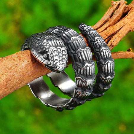 Bague Serpent Gothique - Étreinte Sauvage du Serpent de l'Ombre