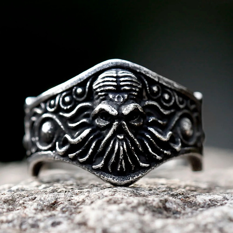 Avant Bague Kraken Barbe de Sage Gothique - Le Guide des Ombres des Mers