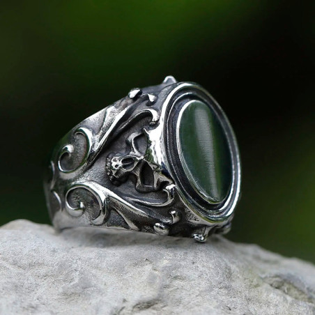 Vue de Cote Bague Rock Goth Miroir des Ombres