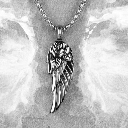 Collier Goth - L’Aile de l’Ange Noir à la Rose