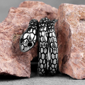 Vue de Face Bague Serpent - Étreinte Venimeuse