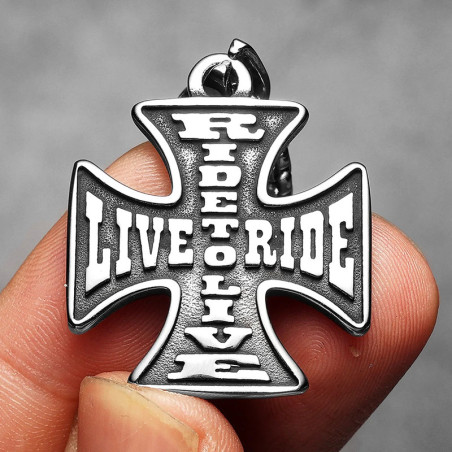 Avant Collier Croix Biker - “Ride to Live”