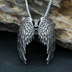 Avant Collier Rock Goth - Ailes de l’Ange de l’Ombre
