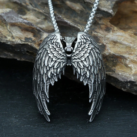 Avant Collier Rock Goth - Ailes de l’Ange de l’Ombre