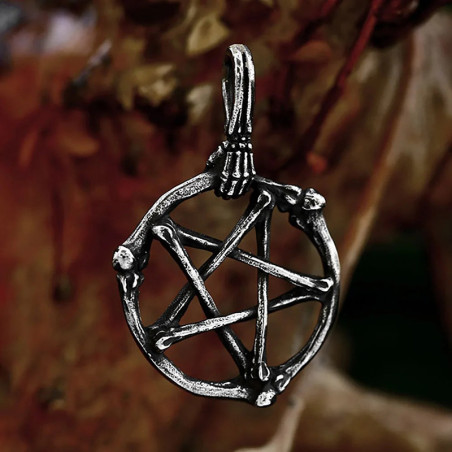 Vue de Face Collier Gothique Pentagramme - Sceau des Cinq Voies