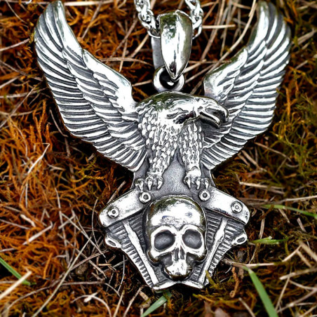 Avant Collier Tête de Mort Motard - Aigle de l’Ultime Liberté