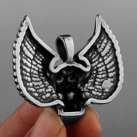 Vue Arrière Collier Tête de Mort Biker - Crâne Ailé de l’Asphalte