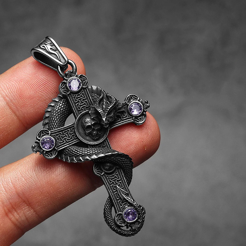 Croix Tête de Mort "Serpent de l’Abîme" - disponible en 4 Couleurs !