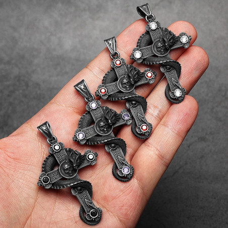 Croix Tête de Mort “Serpent de l’Abîme” - 4 couleurs au choix !