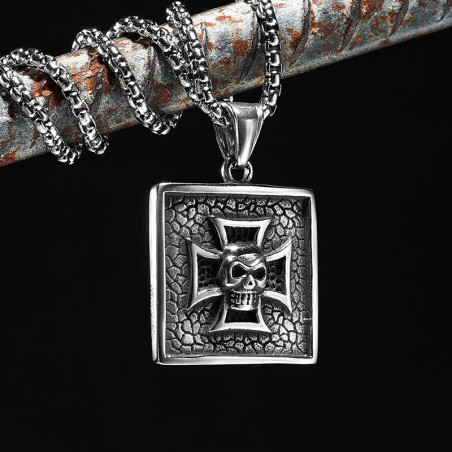 Avant Collier Tête de Mort Rock “Croix d’Acier - Crâne Rebelle”