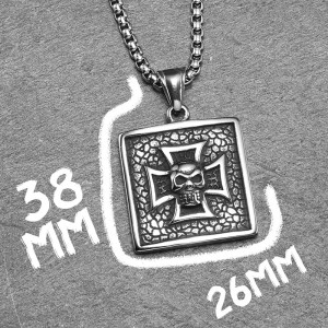 Dimensions Collier Tête de Mort Rock “Croix d’Acier - Crâne Rebelle”